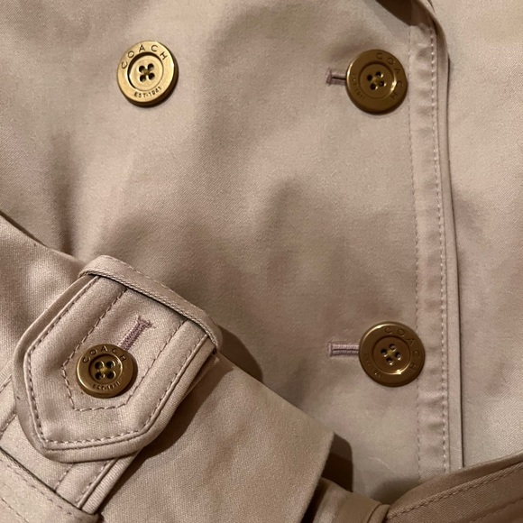 NWOT Coach Tan Trench Coat with Pink Lining - Double breasted Sz XS - Picture 4 of 6
